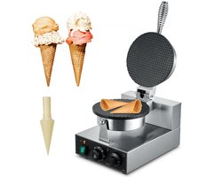 Elektrisch wafelijzer voor ijshoorntjes - Commerciële ijshoornmachine - 1230W - Antiaanbaklaag - Temperatuur- en tijdregeling - Met handvat - Voor horeca en thuis