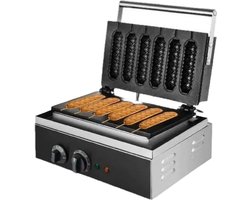 Elektrische Wafel Worst Maker - Corndog - Non-stick - Lolly Stok Muffin - Krokante Franse Maïs Hot Dog Machine - Keuken - Huishoudapparatuur - 1500W - 220V - Zwart