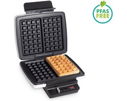 FRITEL Wafelijzer A201 - Wafelapparaat / Wafelbakijzer - 4x7 - 23x24cm - 1200W - Anti-aanbaklaag - Vaste platen - Wit - PFAS-vrij
