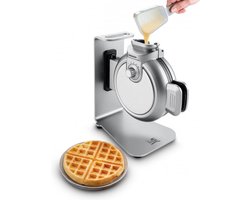 FRITEL Wafelijzer - WA 2224 - Wafelmaker Top fill - Wafelmachine met Anti-aanbaklaag - 4 Dikke Ronde Fluffy Wafels - Verticaal Wafelbakijzer met 5 Bruiningsniveau's - Zilver - 800W