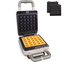 Gadgy Premium Wafelijzer – Zilver - 3-in-1 Grill, Tosti- & Wafelmaker - Verwisselbare Platen - 600W - Extra Krachtig - Brusselse Wafel