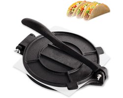 Gietijzeren Tortillapers 25 cm - Verstelbare Pers voor Zelfgemaakte Tortilla's, Zwart