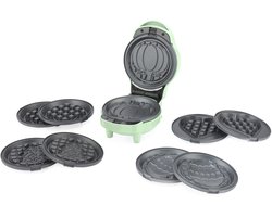 Giles & Posner Mini Wafelmaker 5-In-1, Antiaanbak, Wisselbare Platen
