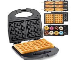 Gourmetstel - Wafelijzer - 750W - 22.5x22.5x7 cm - Antiaanbaklaag