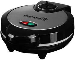 Hausberg Wafflemaker HB‑3562NG – Zwart/RVS – 1300W – 4 wafels tegelijk – Anti-aanbak – Thermostaat – Wafelijzer