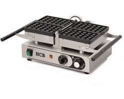 HCB® - Professioneel horeca Wafelijzer met timer - kantelbaar - 230V - Wafelmaker van RVS / INOX - 37x50.5x20 cm (DxBxH) - 10.40 kg - 7476