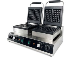 HCB® - Professioneel horeca Wafelijzer voor 4 Luikse wafels - Wafelmaker van RVS / INOX - 38x63x27 cm (DxBxH) - 20 kg - 9921