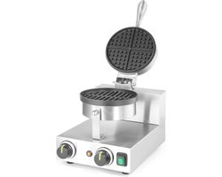 HENDI Rond wafelijzer – gegoten aluminium – Teflon antiaanbaklaag – instelbare temperatuur – 15 min timer