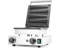 HENDI Wafelijzer voor lolly-wafels – antiaanbaklaag – roestvrij staal – traploos instelbaar – 4 wafels tegelijk