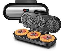 King Size Wafelijzer voor 15 Hartwafels in 2 Minuten - Antiaanbaklaag en Dubbelzijdige Verhitting