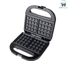 LifeStages - Waffle Maker - Dubbele Wafel Maker - Elektrische Dessert Maker - Non-Stick Kookplaten - Belgisch/Amerikaans Wafelijzer - Automatische Temperatuur Controle - Draag Handvat - Aan/Uit Indicatielampjes - 750W