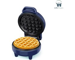 LifeStages - Waffle Maker - Mini Wafel Maker - 550 W - Anti-aanbaklaag - Automatische temperatuur - Compact ontwerp - Blauw