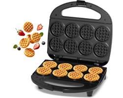 Mini Wafelijzer met Antiaanbaklaag - Bakt 8 Wafels van 5 cm, Compact Ontwerp, Ideaal voor Ontbijt en Feestjes