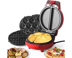 MMP® Wafelijzer met verwisselbare platen - Wafelijzer - Rood - ‎23cm x 23cm x 27cm