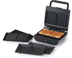MMP® Wafelijzer met verwisselbare platen - Wafelijzer - Zwart - 29cm x 26cm x 12cm