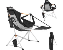 Opvouwbare Campingstoel met Voetensteun en Bekerhouder - Verstelbare Rugleuning voor Buiten en Tuin