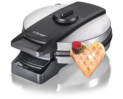 Professionele Wafelijzer met Dubbele Koekenaanslag voor Kantoren en Horeca - Grote Hart Wafel, 19.5 cm Ø, 950 W met Melder