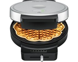 Rommelsbacher Wafelijzer WA 850 – Voor 5 hartvormige wafels – Antiaanbaklaag – Traploze temperatuurregeling – Snoeropberging – Voor zoete, hartige & vegan wafels – 850 W – Zwart/RVS