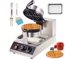Ronde Wafelijzer – 1300W – Temperatuurregeling – Antiaanbaklaag – Snelle & Professionele Wafels