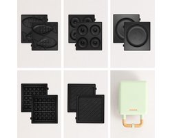 SCH® Wafelijzer met verwisselbare platen - Wafelijzer - Groente - ‎14cm x 23cm x 10cm