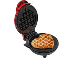 S&E Compacte Mini Wafelmaker – Voor Snel & Zoet Genot - Hart rood