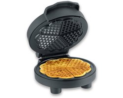 Severin WA 2116 Wafelijzer Black Line, ca. 1000 W, wafels in hartjesvorm, ruimtebesparend slank ontwerp, ideaal voor kleine woningen