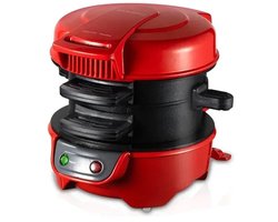 ShaSha Ontbijtmachine - wafelijzer met uitneembare platen - Ontbijt Burger Machine - Elektrische Burger Maker - 600W Veelzijdige Toepassing - Rood
