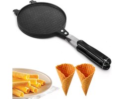Stroopwafel IJzer - STROOPWAFELS & IJSHOORNTJES Maker - IJshoorntjes Bakvorm - voor Fornuis Gas en Elektrisch- Dubbelzijdige Eierrolmaker - Wafel Maker - Gasfornuis Kookplaat - Aluminium Stroopwafel Pan - Camping Wafelpan - 17 cm