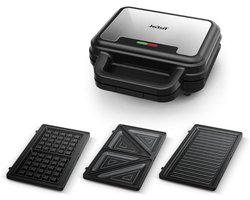 Thuys – Ultra-Compact 3– In –1 Sandwichmaker – Wafelmaker En Panini Grill – Anti-aanbaklaag – RVS / Zwart