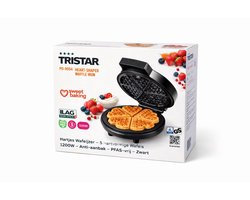 Tristar Hartjes Wafelijzer- 5 Hartvormige Wafels- 1200W-Anti-aanbak- PFAS-vrij