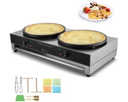 VEVOR Elektrische Crepes Maker Commerciële Crêpemachine 6000W Dubbele Kop 40cm