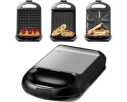 VIN® Wafelijzer Met Verwisselbare Platen – Tosti Apparaat – Wafelmaker 1200 Watt – Panini Grill – Contactgrill – 3-in-1 Sandwich Maker XXL – Grill Apparaat Met 3 Antiaanbakplaten