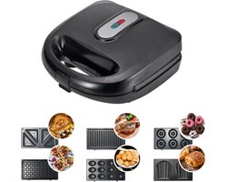 Wafelijzer Met Verwisselbare Platen - Wafelijzer Met Uitneembare Platen - Wafelijzer 6 in 1 - Platen Met Antiaanbaklaag - Elektrisch - Tosti Apparaat - Grill apparaat - Automatische Temperatuurregeling - 220V