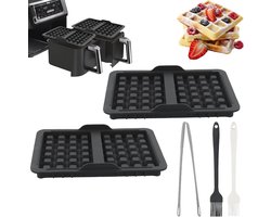 Wafelijzerset voor Heteluchtfriteuse - Belgische Siliconen Wafelmaker en Bakpenselen