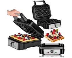 Zeegma Gofree Chef – Wafelijzer – Voor 2 Wafels 4x5 – 1200W – Antiaanbaklaag – Traploze Temperatuurregeling – LED-indicator – Diepe Groeven – Thermo-geïsoleerd – Veelzijdig Gebruik – Snel Opwarmen – Makkelijk Schoonmaken