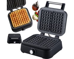 Zilan Wafelijzer 1500W – Dubbele Wafelmaker met Thermostaat – Anti-aanbak Wafelijzer – Belgische Wafels – Instelbare Temperatuur – Zwart