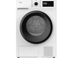 Qonos Warmtepompdroogkast DR1098435– 8kg – Energieklasse E – 16 Programma’s – Stil & Efficiënt – Roestvrijstalen Trommel – Zwarte Deur