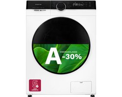 Inventum VWM1010W - Wasmachine - 10kg - 14 programma's - 1400 toeren - Energieklasse A-30% - Steam Clean - Stil: 72 dB - Wit/Zwart