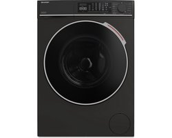 Sharp ESNFL814CBDABX - wasmachine - energie label A-20% - 8kg - 1400 toeren - Mat Zwart