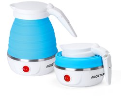 Aigostar - Opvouwbare Waterkoker - Reis Waterkoker - Dual Voltage (100-120V /220-240V) - 0,6 liter - Mini Waterkoker - Camping & Travel - elektrisch - Blauw | Sapphire 30LDC