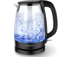 Aigostar Waterkoker met LED - Glass - 1,7L - Retro - 2200W - Zwart - Adam 30GOM