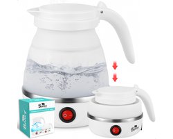 Boncy® Premium Mini Opvouwbare Waterkoker - 0.6 Liter Kleine Reiswaterkoker - Inklapbaar Wit - Reis Waterkokers voor Camping Hotel Senioren - Klein Draagbare Travel Water Koker Beige Creme - 0,5 L Grijs