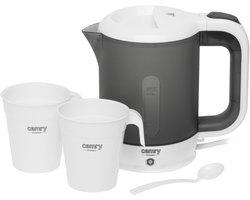Camry CR 1382 Reiswaterkoker – 0,5L – Compact & Lichtgewicht – RVS Verwarmingselement – Droogkookbeveiliging – Inclusief 2 Kopjes en Lepel – 900W – Grijs