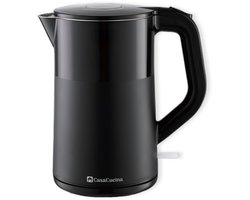 CasaCucina Waterkoker Dubbelwandig - 2200W - Elektrisch - 1,7L - Zwart - Retro - Met LED - RVS - Cool Touch