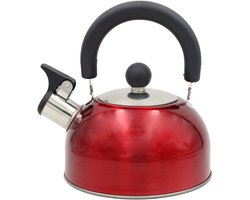 Compacte Fluitketel 1,5L Gas & Inductie – Opvouwbaar handvat, Rode kleur