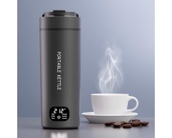 Draagbare waterkoker - Elektrische waterkoker - Waterkoker - Kookbeker - 450 ml - Roestvrij staal - Zwart