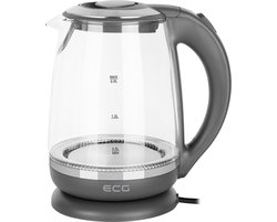 ECG RK 2020 Grey Glass Waterkoker - Elegant design van kunststof en roestvrij staal in combinatie met gehard glas - 2,0 L