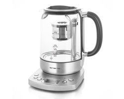 Emerio Glazen Waterkoker 2200W - 1.7L - Glas/RVS - Digitaal display - 5 Temperatuur Instellingen - Warmhoud functie - Automatisch bewegende theezeef - WK-122248