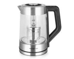 Emerio Waterkoker met Temperatuurregeling 1.7 Liter - LED Verlichting - Oververhittingsbeveiliging en Automatische Uitschakeling - Water niveau indicator - Elektrische Waterkoker 2200W - WK-122730 Glas / RVS