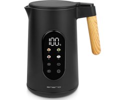Emerio Waterkoker met Temperatuurregeling 1.7 Liter - Touch Control en 360° draaibaar - 40°C voor babyvoeding - Warmhoudfunctie - Elektrische Waterkoker 2200W - Retro - WK-132230 - Zwart / Bruin